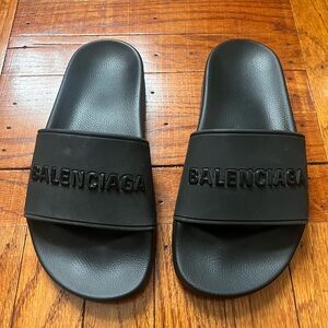 Balenciaga Black Logo Slides